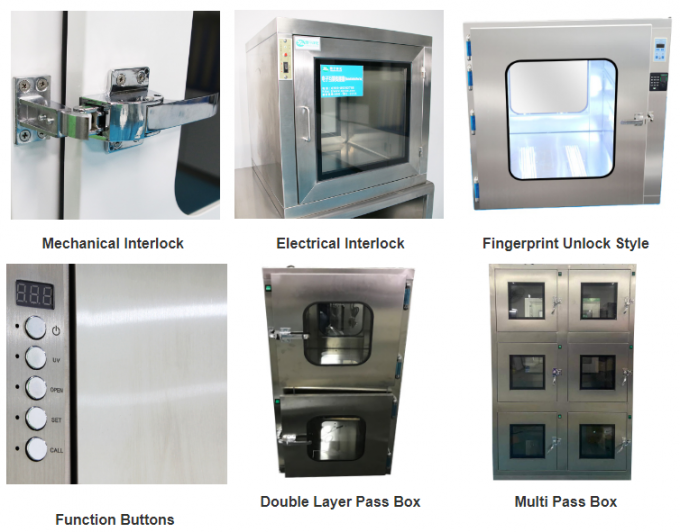 Stainless Steel Static Type Clean Room Pass Through Box / Transfer Window