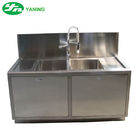 Two Basin Laboratory Medical Grade Stainless Steel Sinks With One Adjustable Faucet