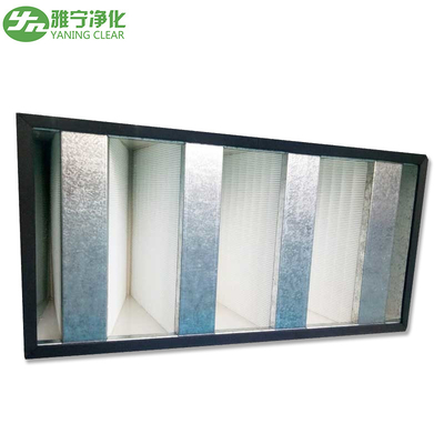 Galvanized Frame Mini Pleat HEPA Filter / V Bank HEPA Filter For Clean Room