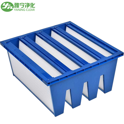 HVAC AHU System Sub - Hepa Air Filter W Type With Blue Plastic Frame