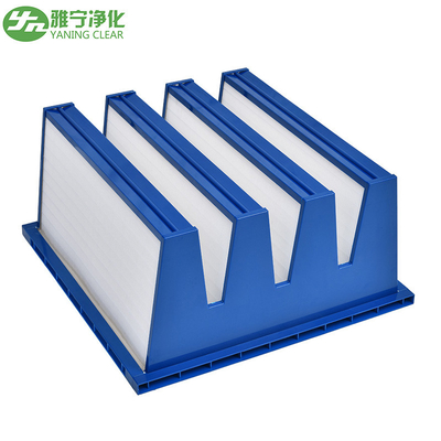 Plastic Frame V Bank Pocket Air Filter H10 Hepa Filter With High Air Volume