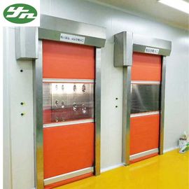 Automatic Cargo Air Shower Tunnel With Red PVC Rolling Up Fast Shutter Door