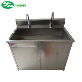 Two Station Sensor Taps Medical Hand Wash Sink Stainless Steel For Hospital