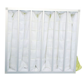 Fire Retardant Pocket Air Filter AHU / Yellow F8 Non Woven Material With 6 Bags