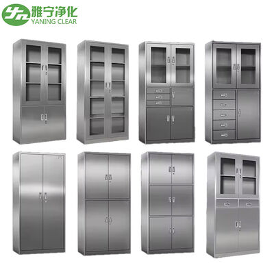 Stainless Steel 304 Medical Cabinet with Embedded Toughened Glass Window and Dampproof Design for Healthcare Facilities