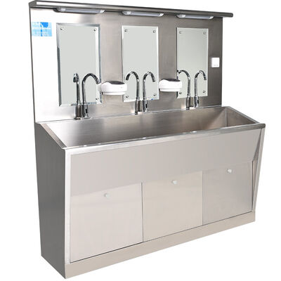 YANING Stainless Steel Hand Wash Sink with Hands Free and Knee Touch for Hospital Operating Theatre Scrub Station